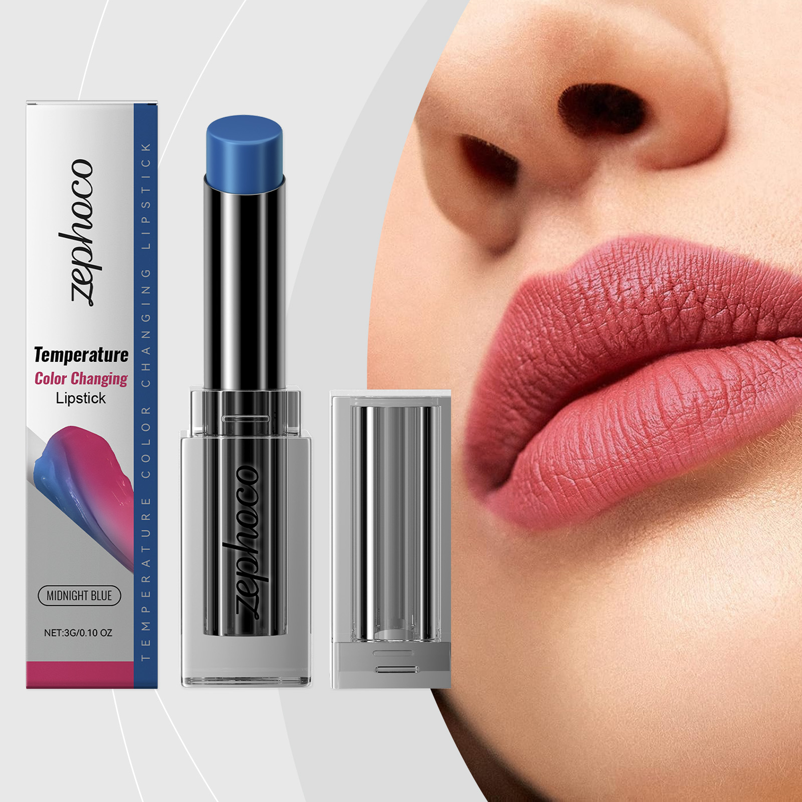 (Midnight Blue) Temperature Changing Lip Balm Care Nourish Moisturize Hydrate Improve Dry Lip Skin Balm