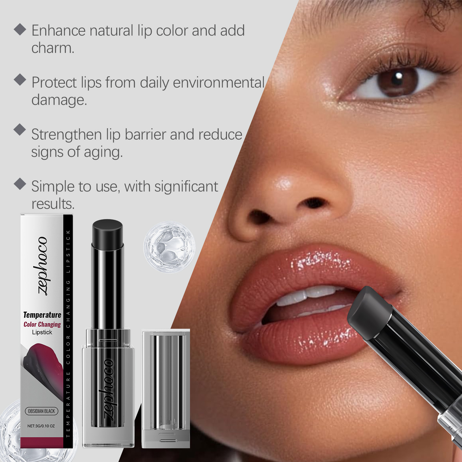 (Midnight Blue) Temperature Changing Lip Balm Care Nourish Moisturize Hydrate Improve Dry Lip Skin Balm