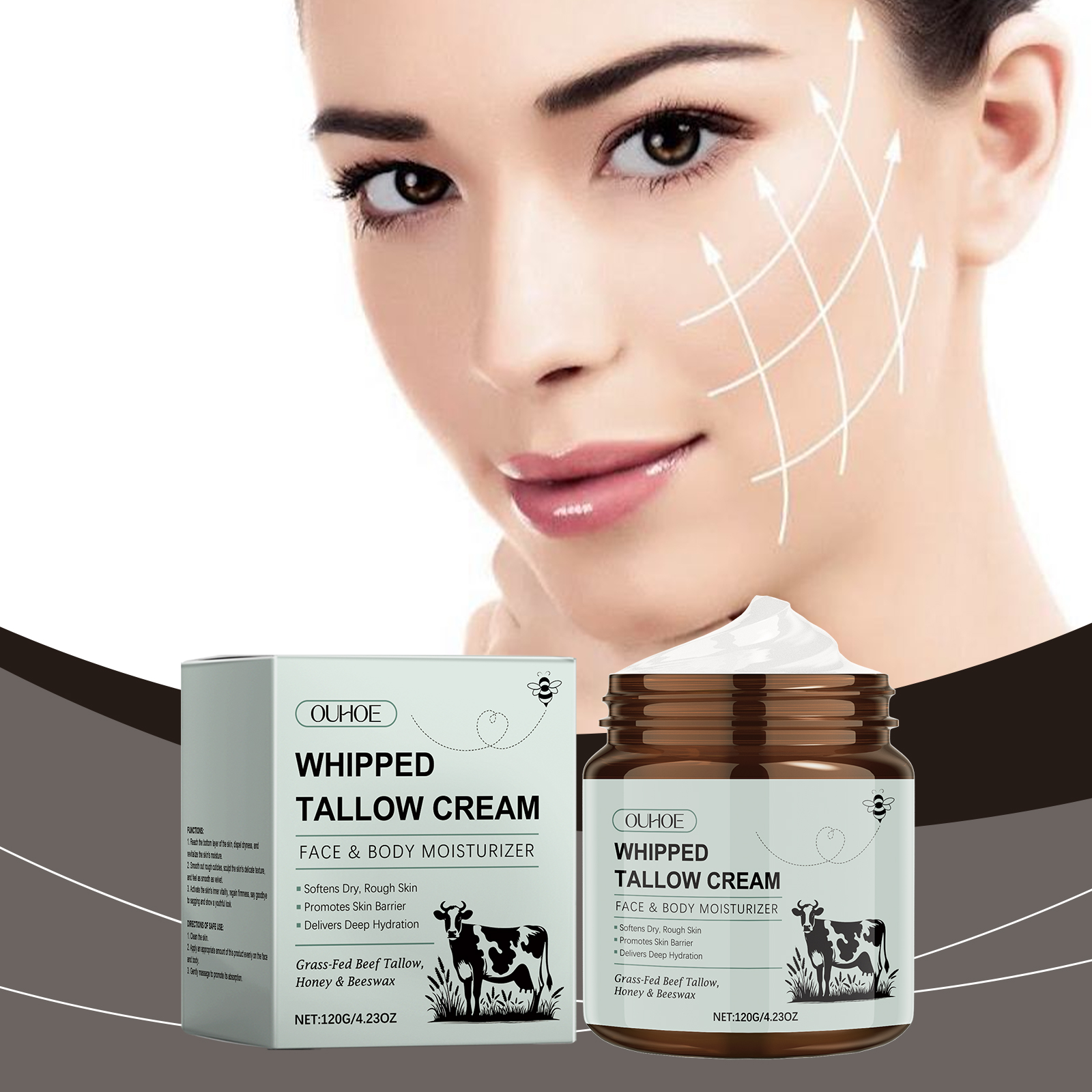 Tallow Moisturizing Body Cream Nourishes Hydrates Softens Tightens Skin For Body Care