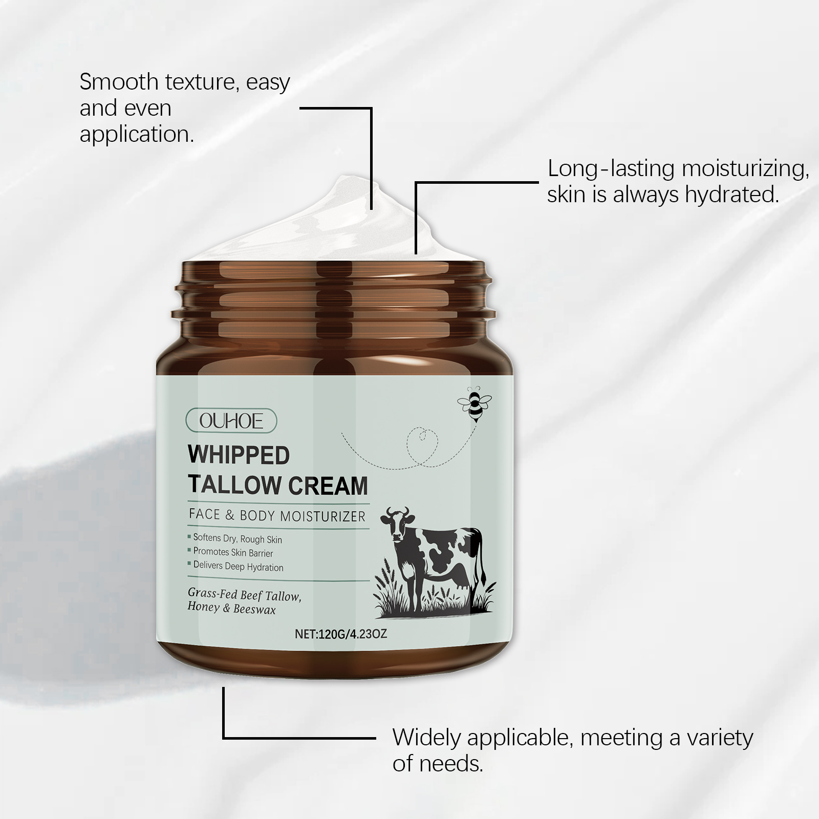 Tallow Moisturizing Body Cream Nourishes Hydrates Softens Tightens Skin For Body Care