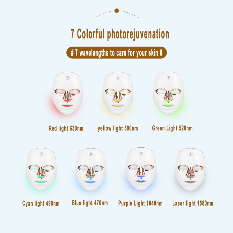 Home Use Led Red Light Therapy Facial Masks Photon Beauty Led Mask 7 Colors Skin Rejuvenation Lightening Whitening Facial Care