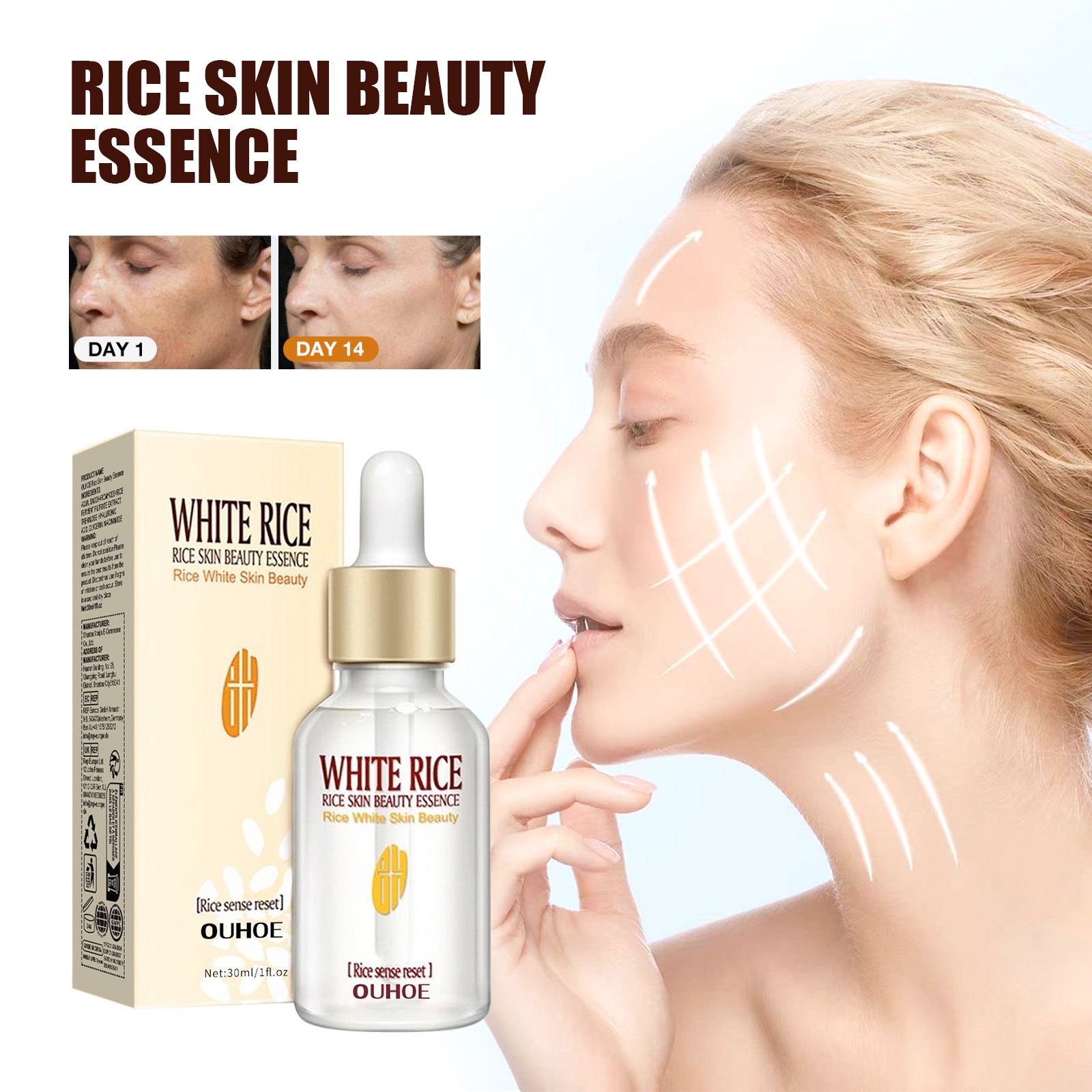 Rice Anti Wrinkle Serum Hydrating Firming Brightening For Daily Face Care 30ml