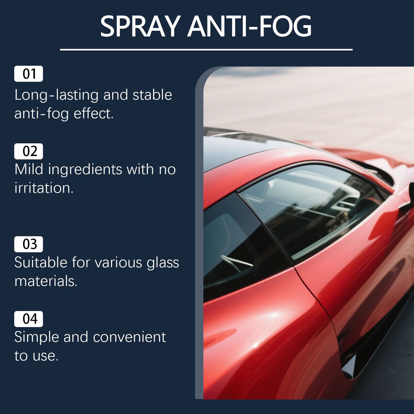 Car Anti Fog Spray For Windshield Mirror And Glass Clear Vision Rainy Day Use