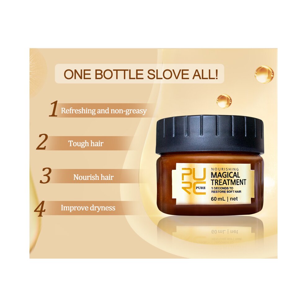 PURC Magical Hair Mask Keratin Argan Hair Treatment 5 Seconds Repairs Frizzy Mask Root Deep Repair Nourishing