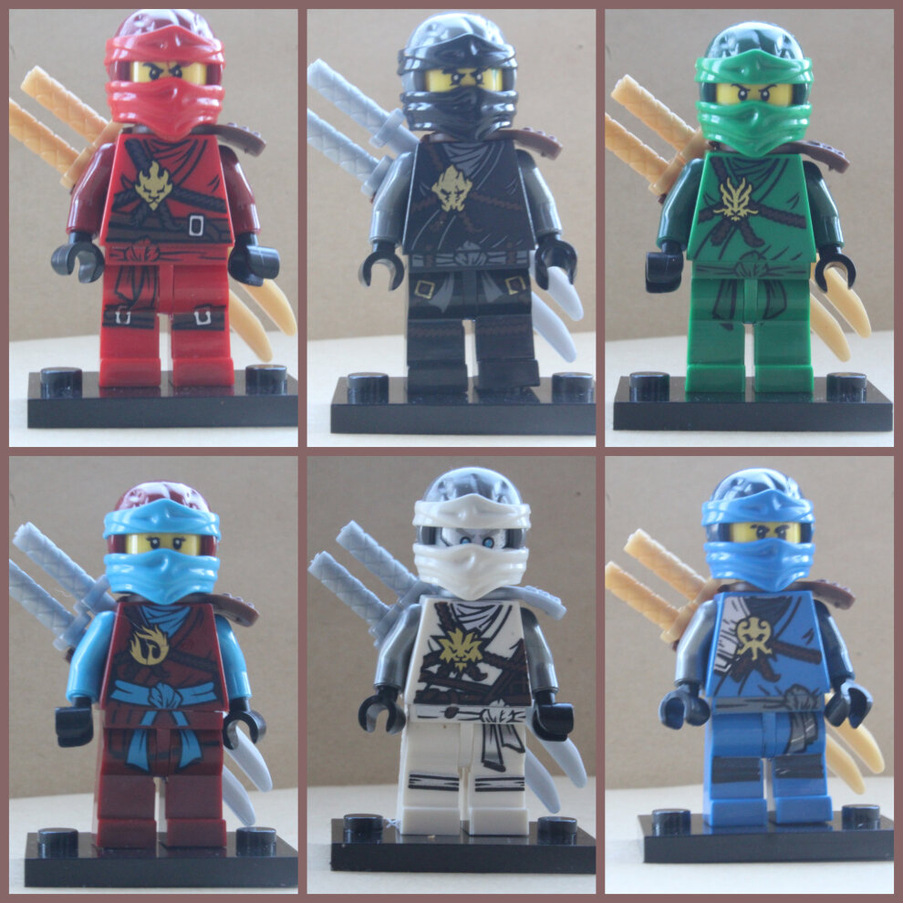 Ninjago Action Figure Toddler Stitching Toy Set Fits Lego 6 Piece Anime Figure Mini Collection Combat Action Figure Toy Lloyd Jay Kai Cole Nya Zane Building Block Battle Toy Set for Children Boys and Girls