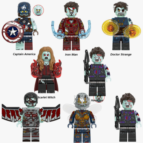 Superhero Avengers Mini Figures Building Blocks Toy 8pcs Zombie Action Figures Collectible Set Movies Fans Mini Characters Toys for Role Playing Creative Toy Boy Girls Gift Fit Lego