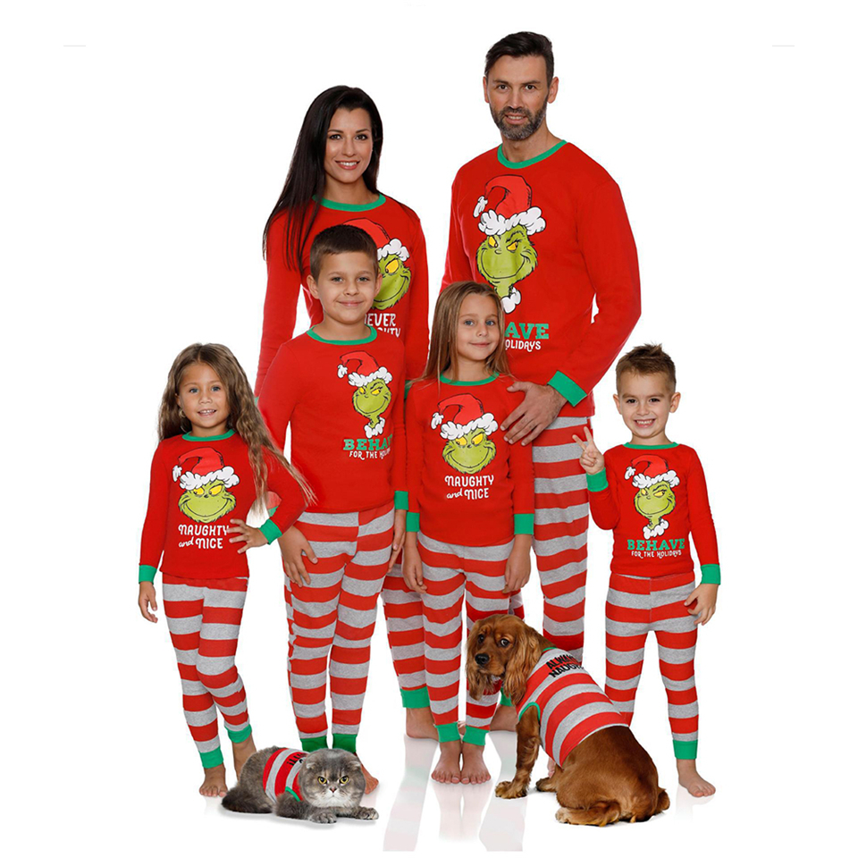 (Girl 2~3T) Xmas Family Matching Pajamas Set New Arrivals 2023 the Grinch Stole Christmas Print Adult Kids Pjs Baby Jumpsuit Dog Clothes XMAS Suit Pet Dog Clothes