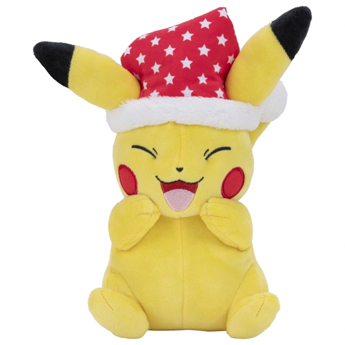 Pokémon 20cm Pikachu Plush with Starry Santa Hat Cuddly Toy Pikachu Figure Stuffed Toy Kids Gifts