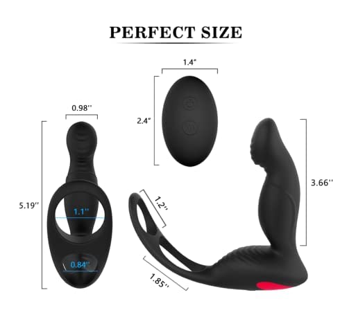 Sex Toys Vibrators Erotic Sexy Gadget Anal Plug Dual Penetration Cock Ring G Spot Vibrator for Prostate Play Couple and Men Women Pleasure Scrotum Edging Teasing Stimulation with Remote Control