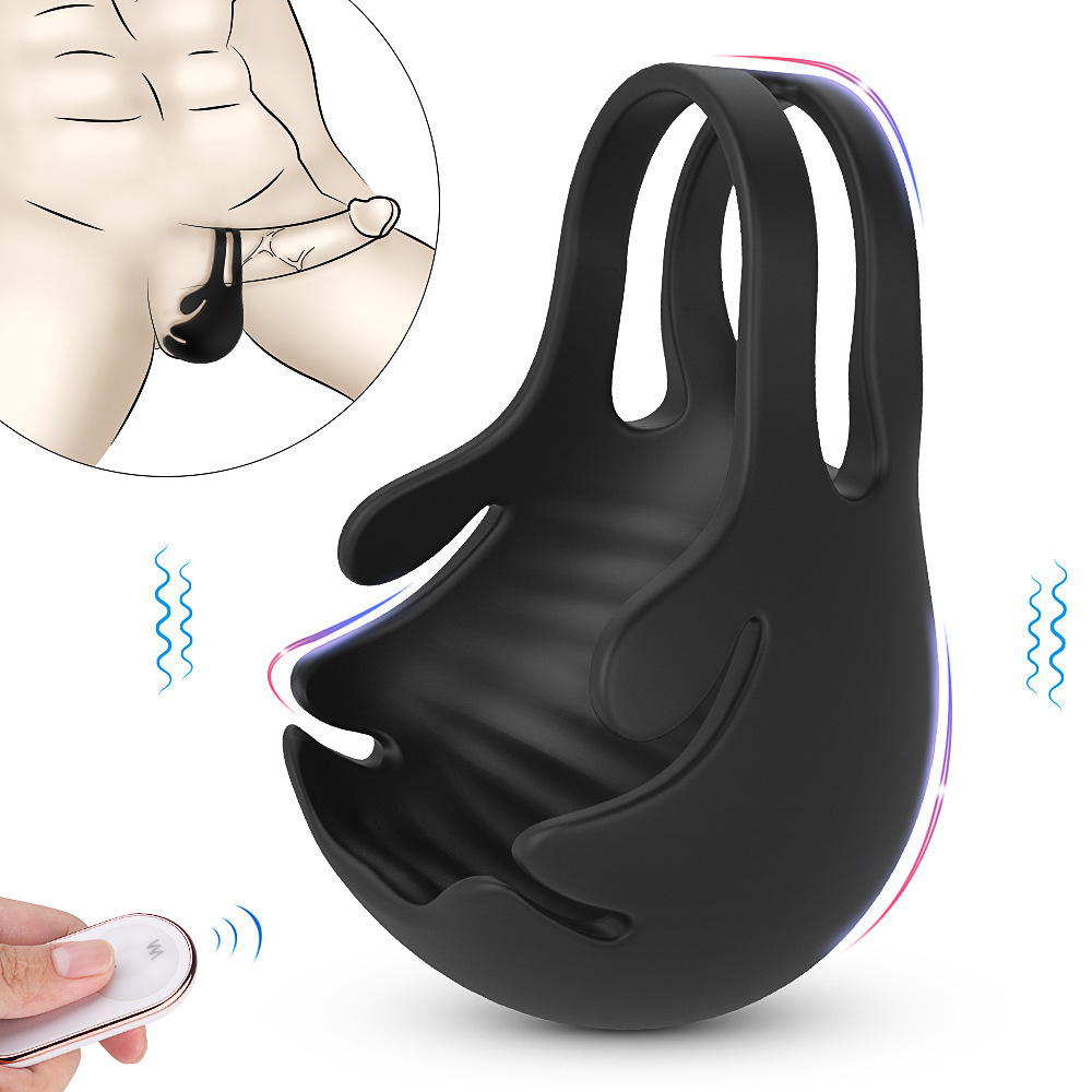 Vibrating Peni Ring Testicular Vibrator Penis Cage Cock Massager Ball Ring Sex Adult Toys Remote Control for Men Testicles Stimulates