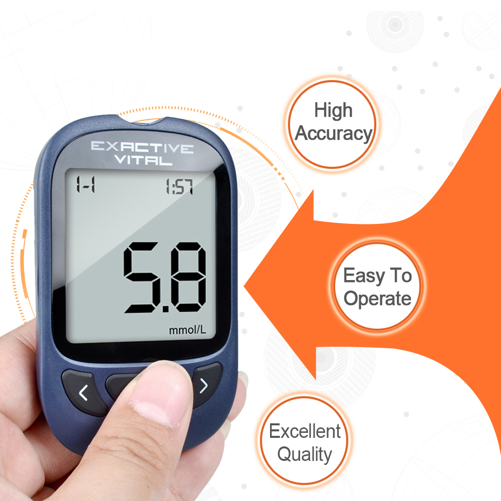 (mg/dL+50X test paper+50X needles) EXACTIVE VITAL Blood Glucose Set Test Meter With Diabetes Test Strip mg/DL