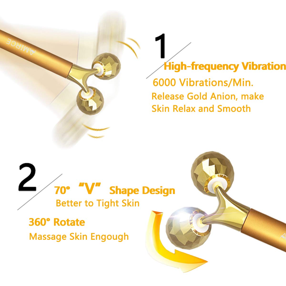 2 IN 1 Face Massager Instant Face Lift Anti Wrinkles Roller Massager T Shape Massager
