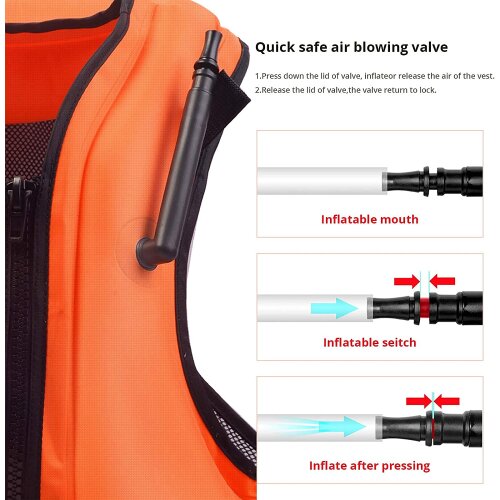 (Yellow) Inflatable Life Jackets Swim Vest for Adult Safety Snorkel Flotation Jackets Kayaking Buoyancy Aid Swimming Fishing Boating Diving Vest Water Sports Equipments for Beginner 80-220 lbs