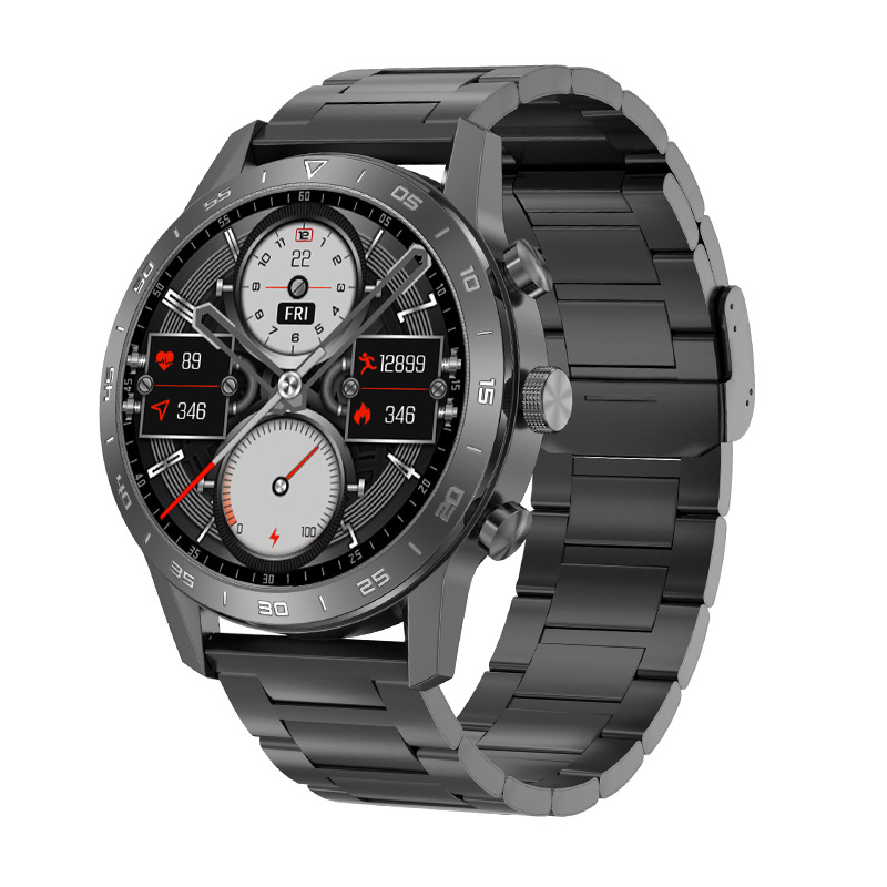 (Black Steel) Smart Watch Fitness Tracker Bracelet Smartwatch Women Men Wristwatch Heart Rate Blood Oxygen Monitoring Bluetooth Call 1.45inch Large Screen Wireless Charging
