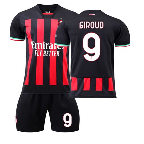2022-2023 AC Milan No. 9 GIROUD Fan Football Kits Boys Girls Uniforms Jersey Tracksuit Training Suit for Adult and Kids