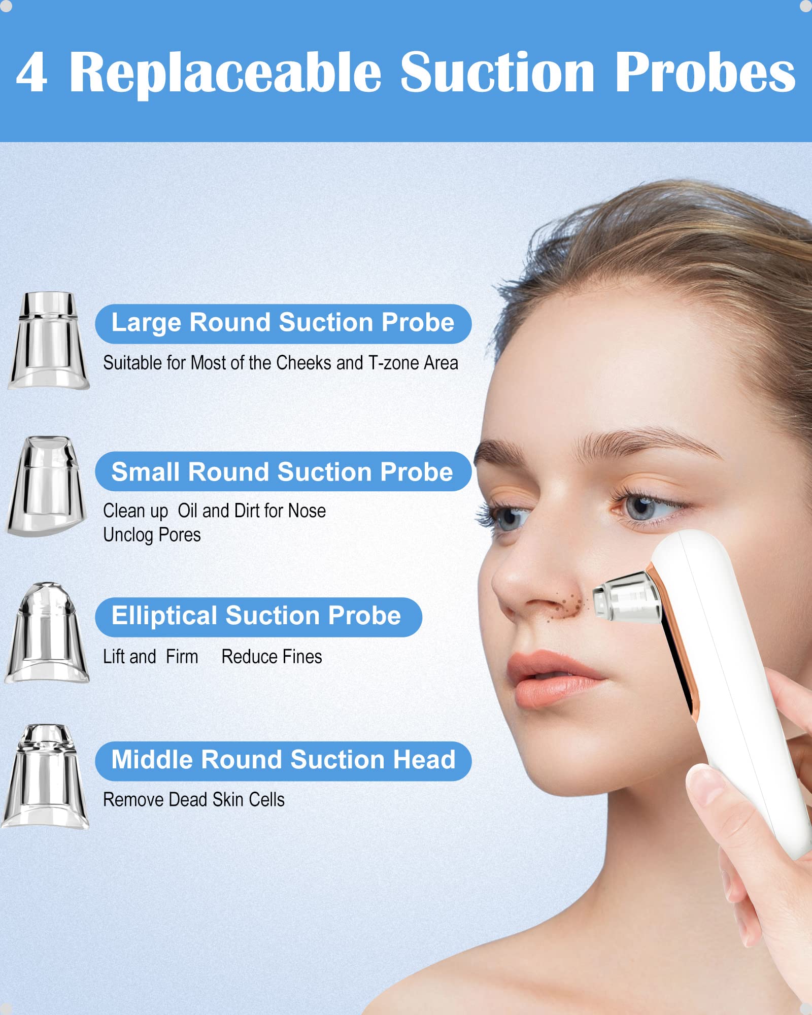 Electric Blackhead Remover Facial Cleansing Pore Cleaner Rechargeable Pimple Extractor Acne Whitehead Extractor Vacuum Suction Tool Facial Cleansing