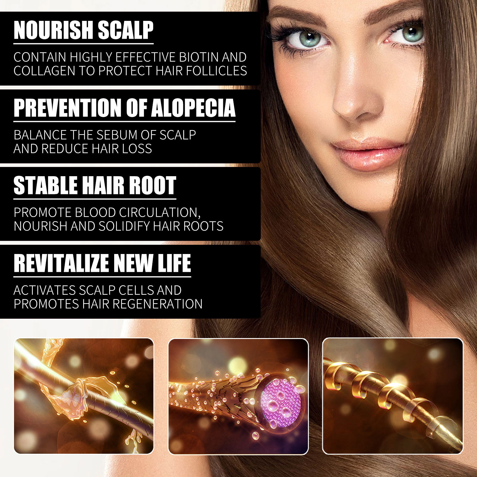 Biotin Oil Fast Hair Regrowth Serum Hair Essential Oil Hair Thinning Treatment Liquid Anti-hair Loss For Women Men 30ml