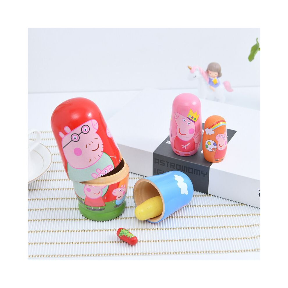 Russian Nesting Dolls 6 Layer Peppa Pig Hand Painted Matryoshka Creative Decoration Gift Educational Learning Kids Toys for Birthday