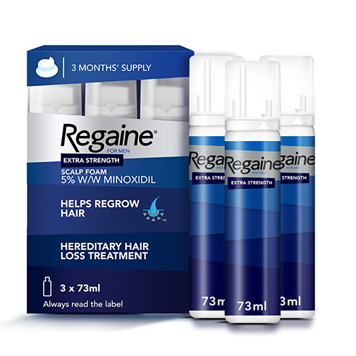Regaine Extra Strength Scalp Cutaneous Foam 3x 73 ml Treatment for Regrowth in Men with 5 Percent Minoxidil for Male Hair Loss