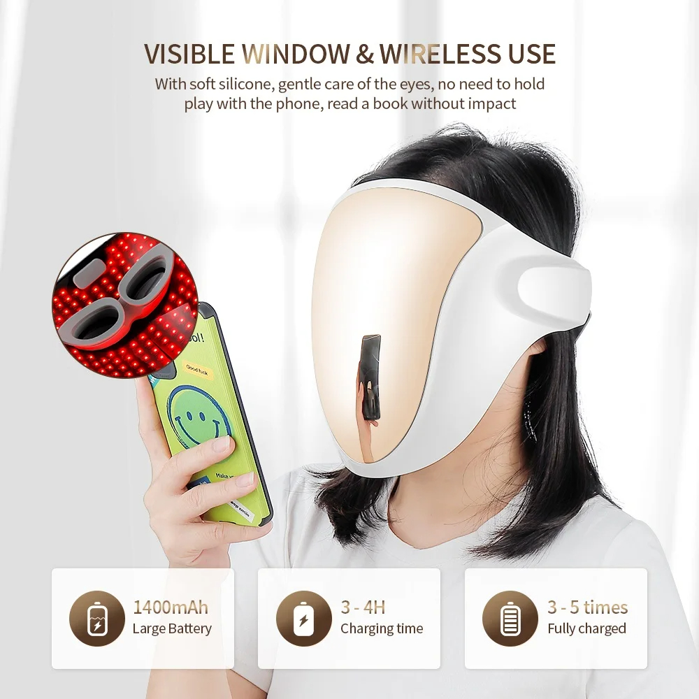 3 Colors LED Light Therapy Facial Mask Rechargeable Skin Care Wrinkle Acne Removal Face Beauty LED Mask