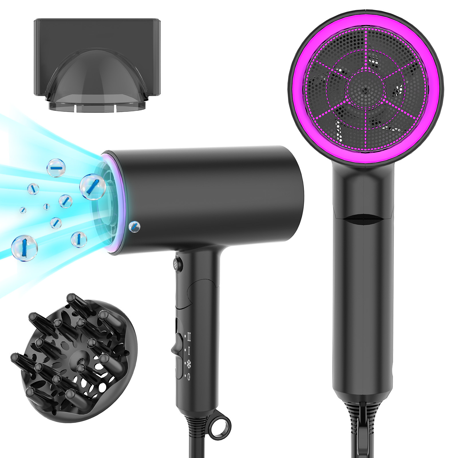 Hair Dryer 1800W Professional Ionic Hair Blow Dryer Powerful Fast Drying Portable for Hair Care Women Man Home Travel Salon Hair Styling