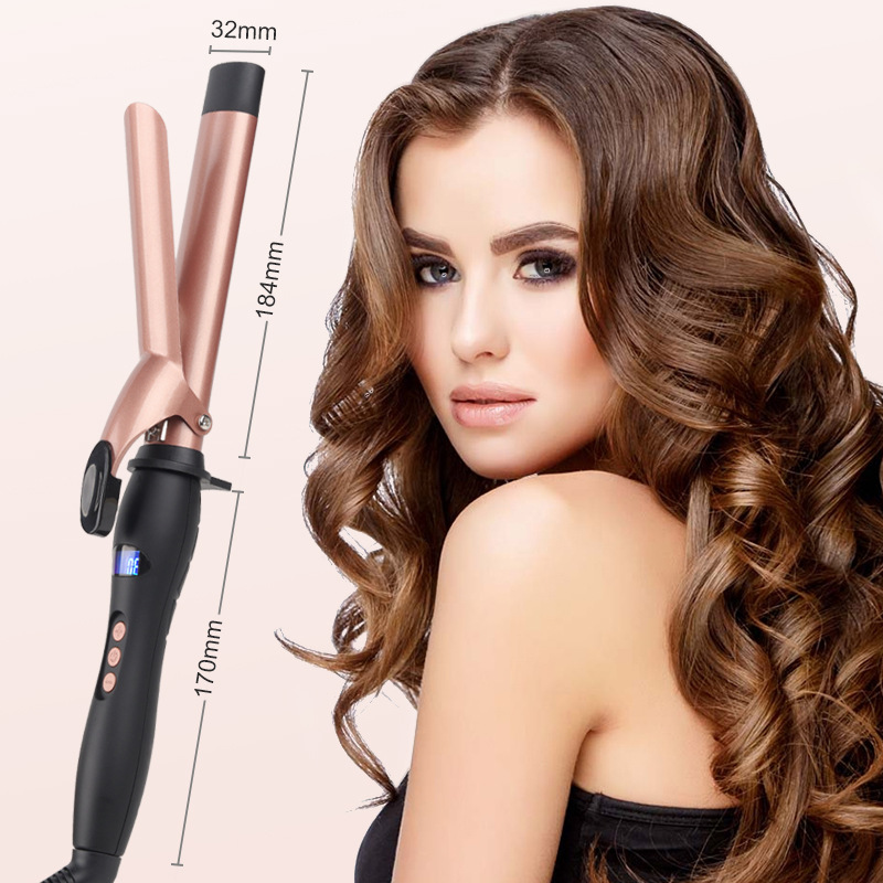 Hair Curler Professional LCD Digital Hair Curler Electric Curling Iron Curling Hair Tools Curling Wand Ceramic Styling Temperature Adjustable 32mm