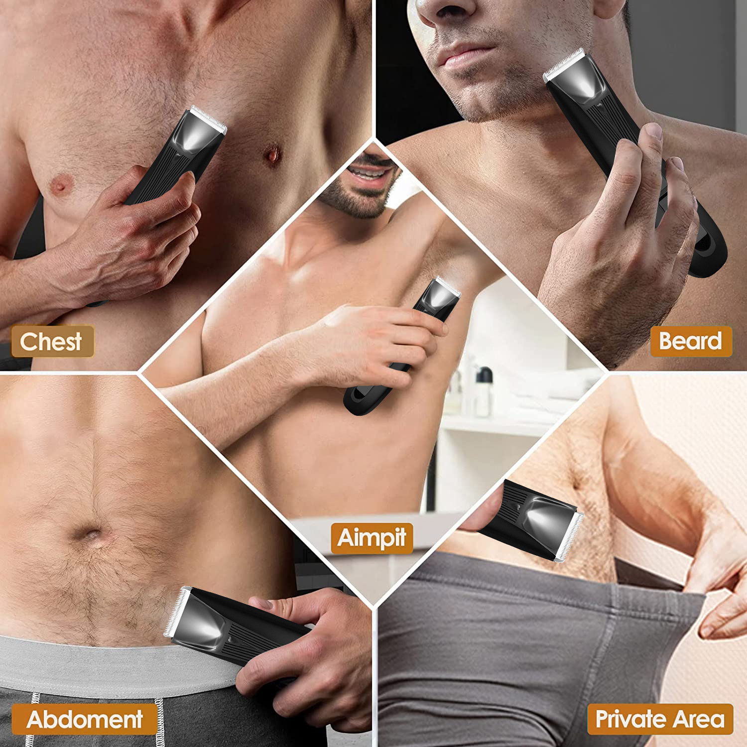Mens Electric Hair Trimmer with LCD Display Rechargeable Grooming Tool for Body Hair