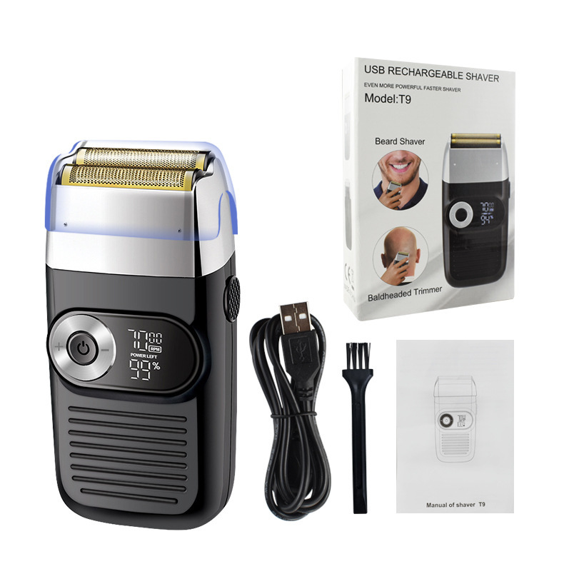 Mens Dual Blade Electric Shaver and Hair Clipper Portable Grooming Tool with LCD Display