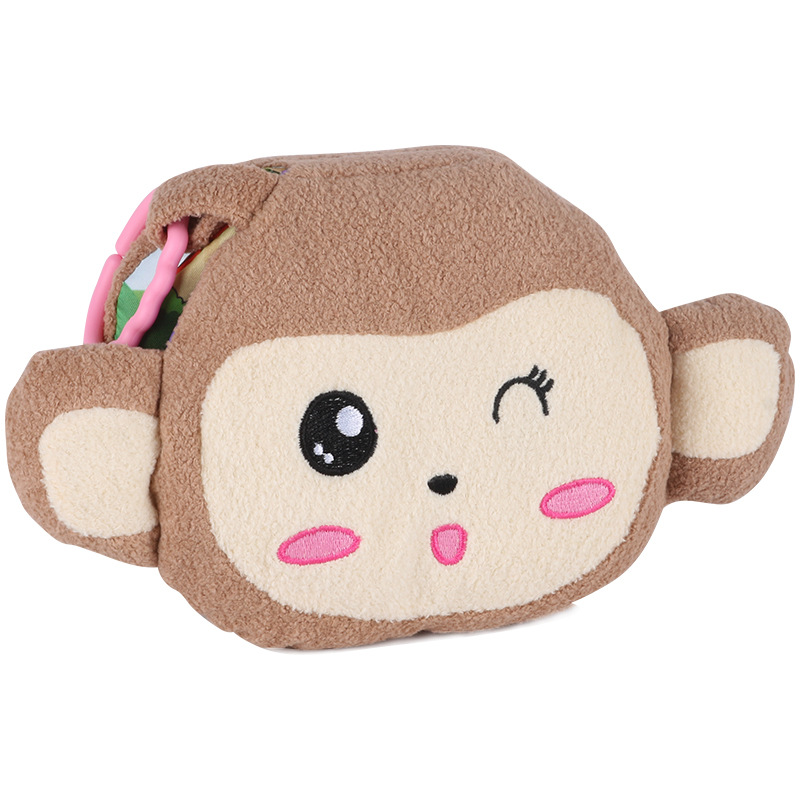Monkey Plush Toy Cloth Book Babys Intellectual Early Education Cloth Book with Crinkly Pages
