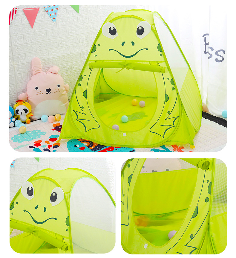 Kids Indoor Play Tent Cartoon Frog Themed Playhouse for Early Learning and Parent-Child Interaction