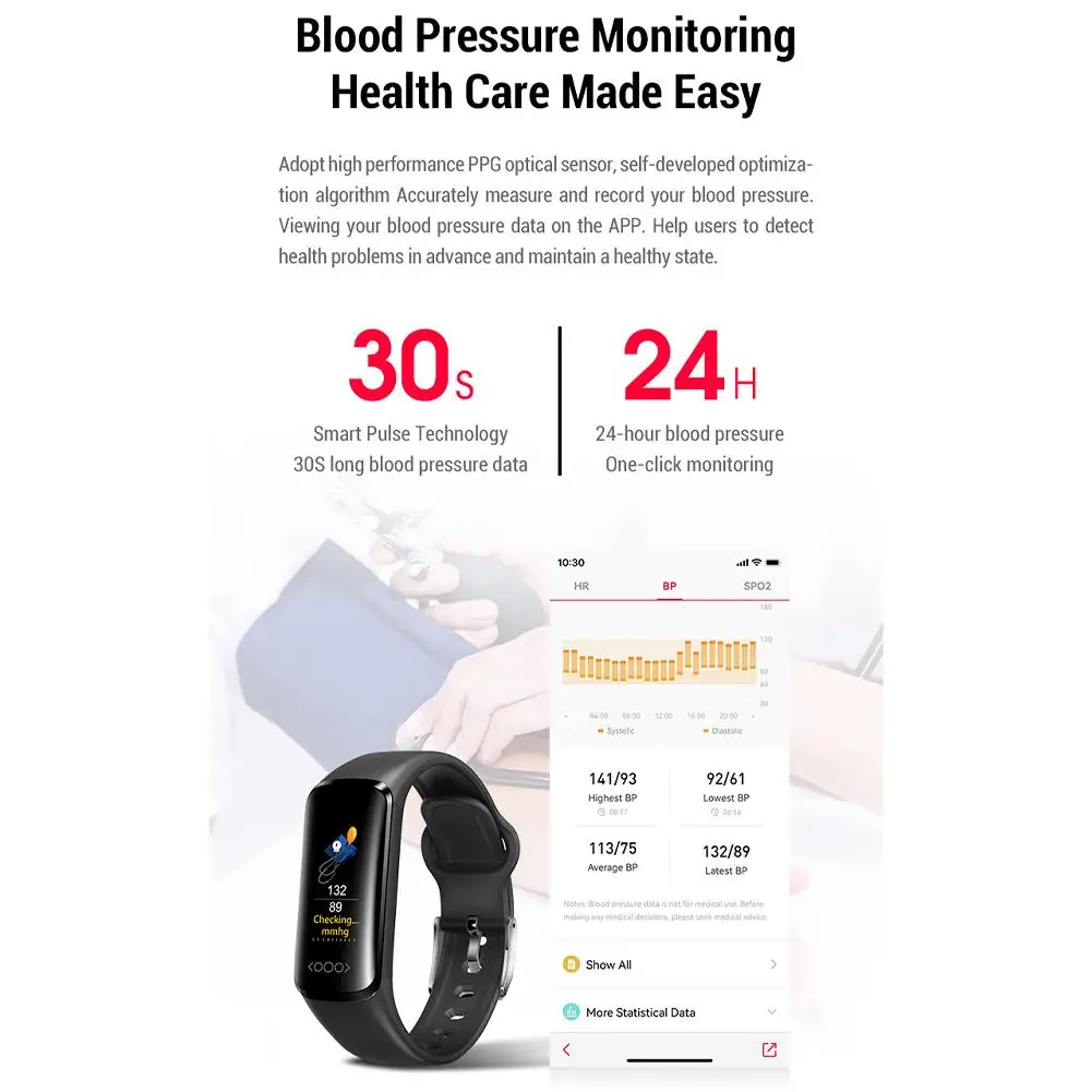 Smart Watch Non-invasive Blood Sugar Monitoring Sports Fitness Bracelet Ip68 Waterproof for Android IOS