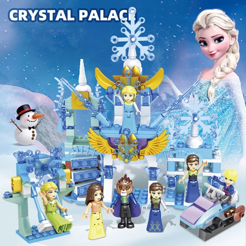 Elsa Ice Palace Disney Frozen Snow World Series Magical Ice Castle Building Blocks Princess Anna Model Bricks Toys Kids Girl Educational Gift Fit Lego