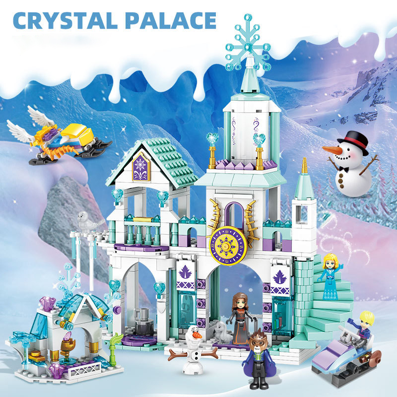 Disney Frozen The Ice Castle Building Set Crystal Palace Princess Snow Queen Toy Bricks for Disney Frozen Fans Compatible with LEGO