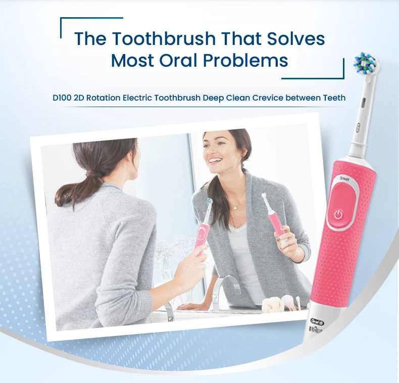 (WHITE with 1head) Oral B Electric Toothbrush 2D Vitality Cleaning Teeth Brush Waterproof Electronic Teeth Brush Inductive Charger With Timer