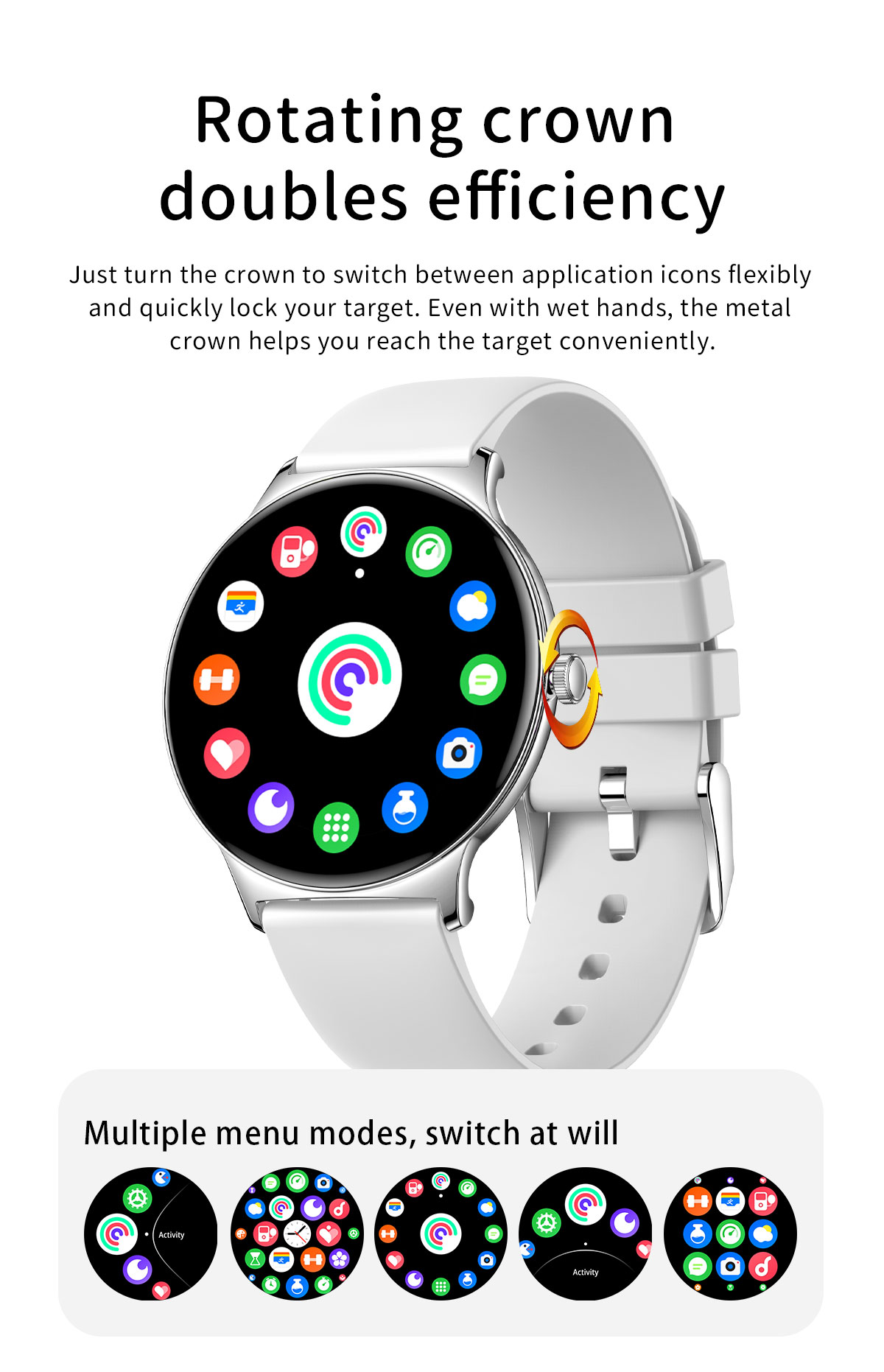(Black Silicone	) Smart Watch Ladies AMOLED HD Screen Health Tracker Sports Bluetooth Call Heart Rate Blood Pressure Oxygen Monitor Smartwatch Women For iPhone Android