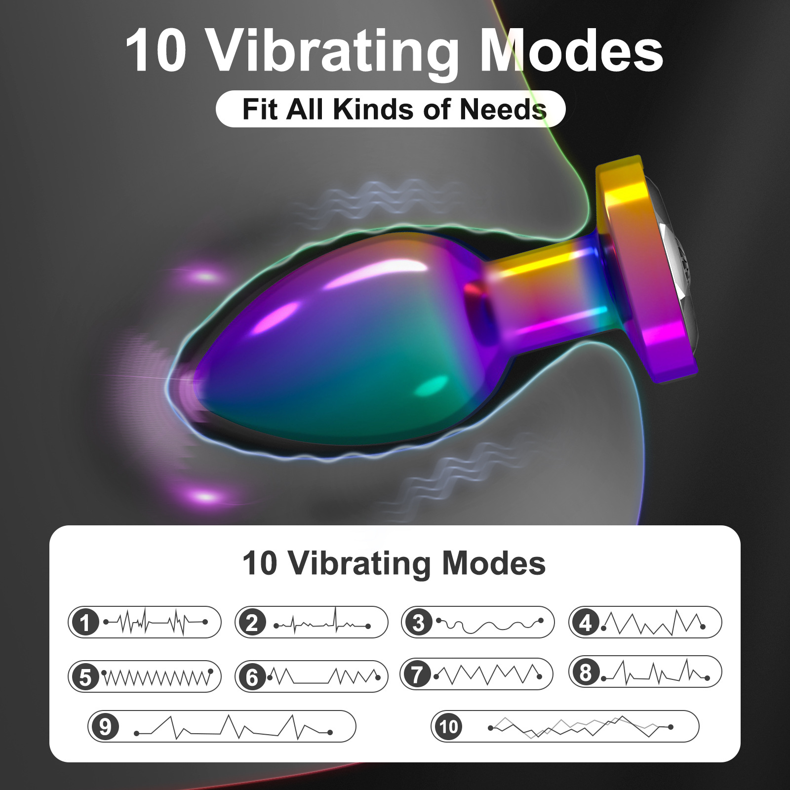(Colorful) Anal Plug Vibrator Metal Wireless Remote Control Butt Plug Men Prostate Massager Portable Female Masturbator Dildo Sex Toys for Women Men Adult Games