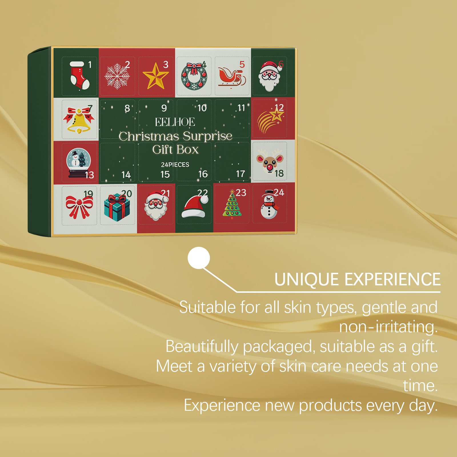 Christmas Advent Calendar Makeup Set 24 Days Countdown Calendar Beauty Face Skin Care Products Holiday Surprise Blind Box Birthday Xmas Gift Women Girls