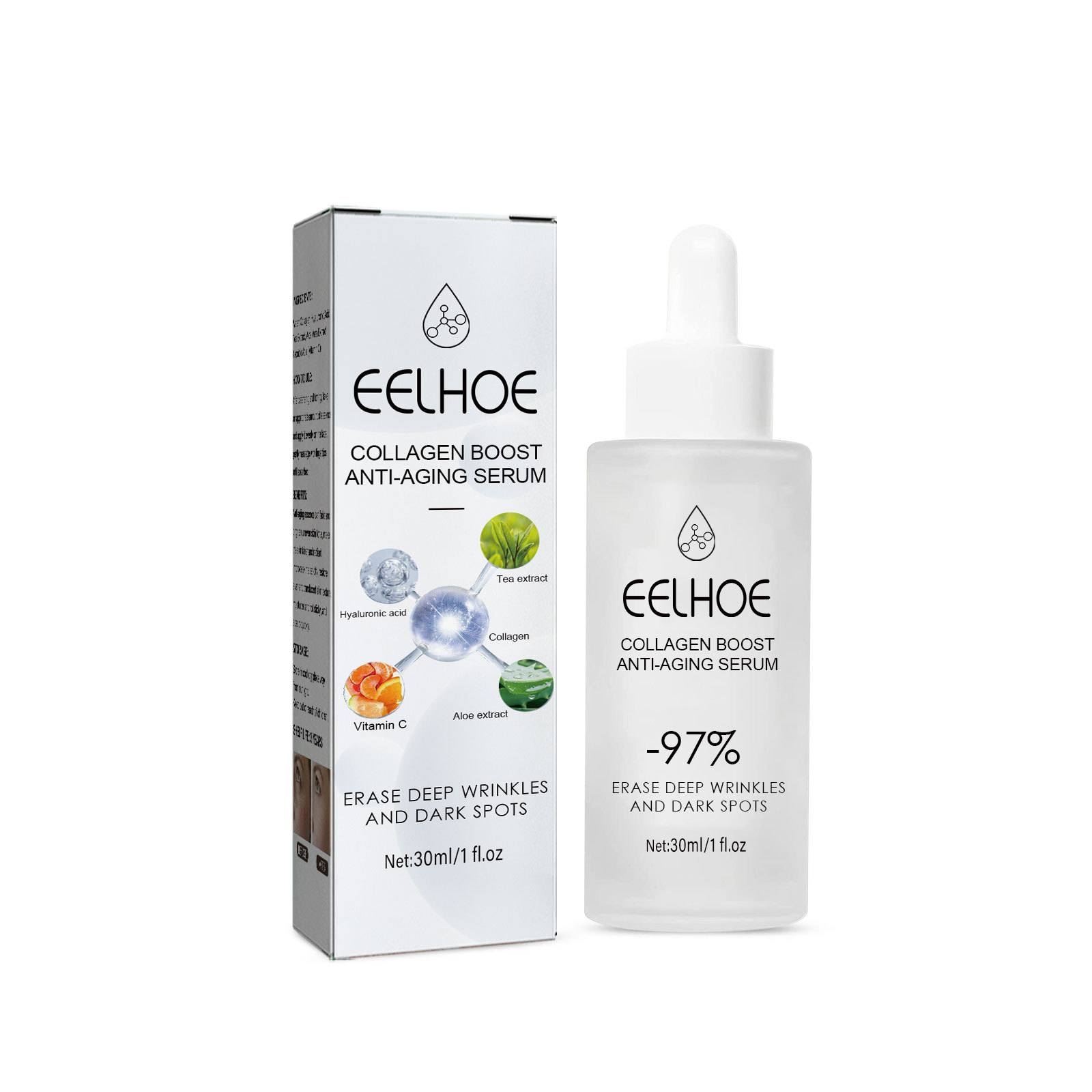 (1 PC) Collagen Boost Anti Aging Serum Wrinkle Removal Essence Moisturize Tightening Lifting Firming Spots Remover Fade Fine Lines Whitening Facial Skin Care