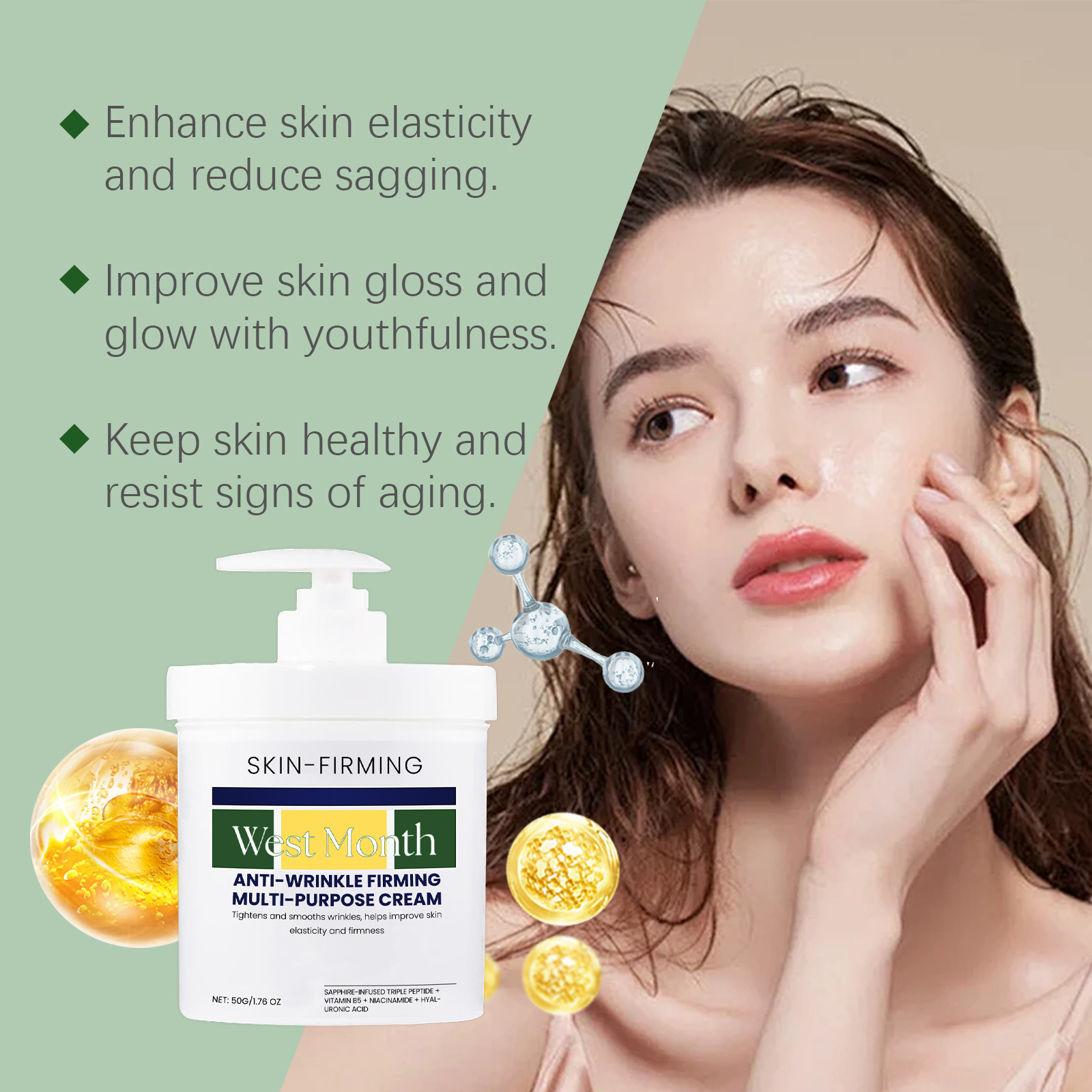 West Month Moisturizing Cream Firming Face Cream  Skin Hydrating Moisturizer Deep Fine Line Repair Lightening Tightening Lift Nourish Brighten Skin Care