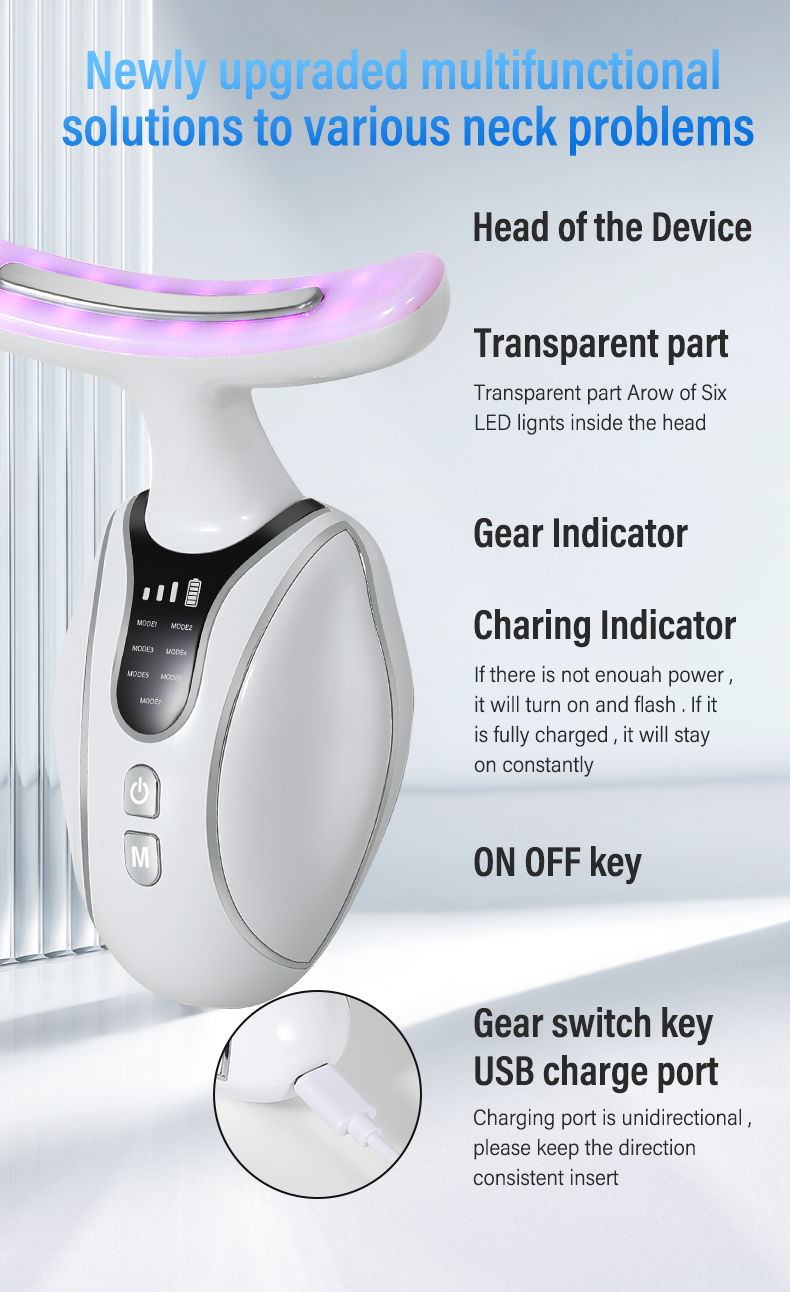 Facial Massager EMS Microcurrent Neck Lifting Beauty Device 7 Colors Light Wrinkles Removal Anti Aging Firming Multifunction Skin Care