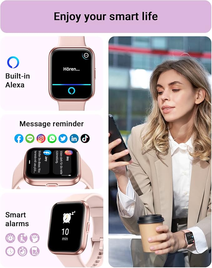 Smart Watch for Women Built-in 1.8 Touch Screen Fitness Watch with SpO2 Heart Rate Sleep Monitor