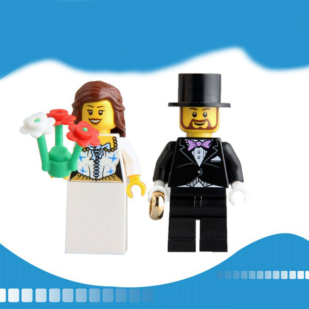 Wedding Marry Bride Groom Character Mini Figure Building Blocks Action Toys