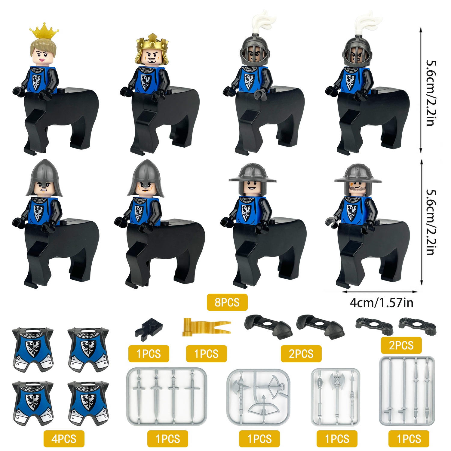 (Army A) Cavalry Military Mini Figures Set Army Building Blocks for Scene Decoration Role Play Collection Series Strategy Game Toys for Kids