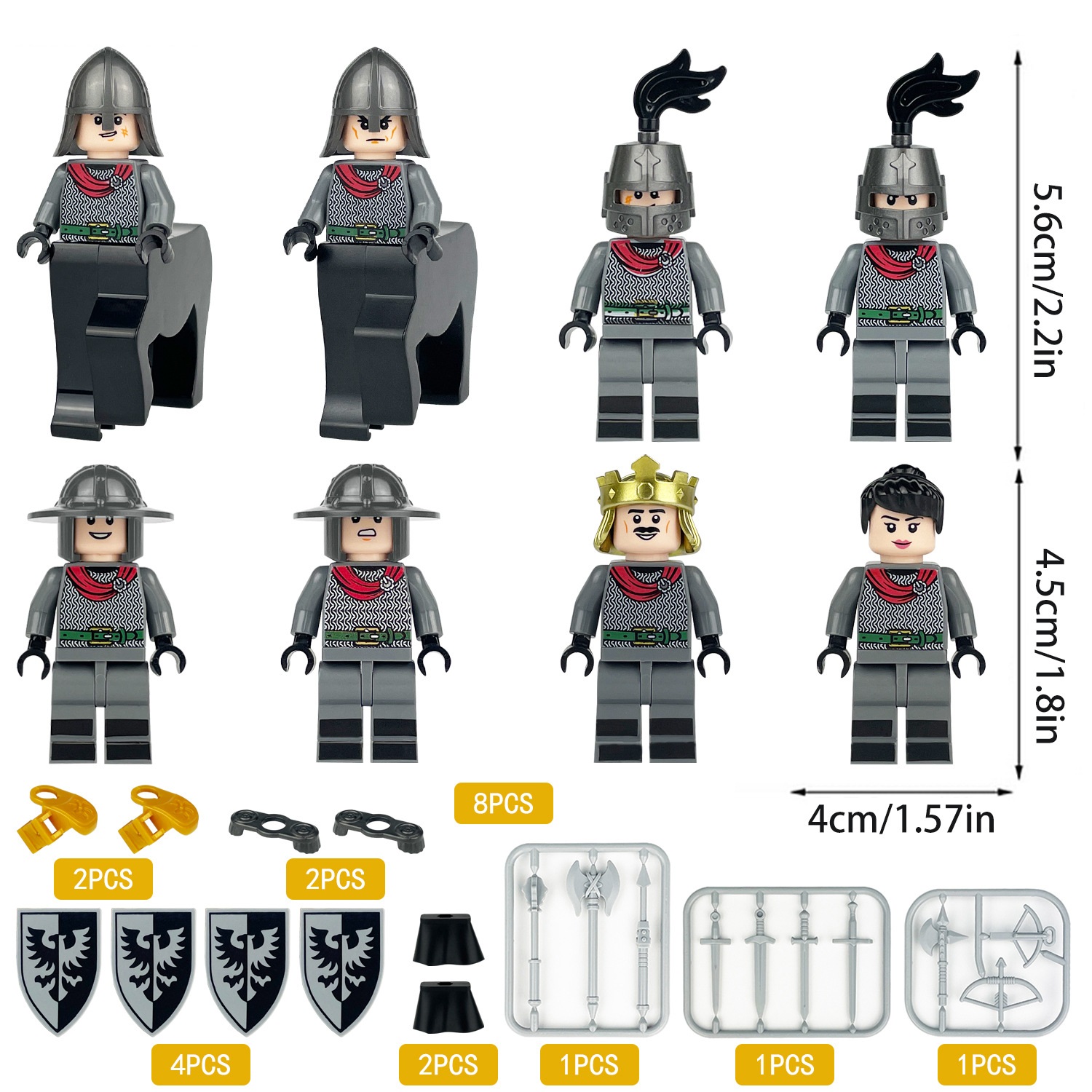 (Army A) Cavalry Military Mini Figures Set Army Building Blocks for Scene Decoration Role Play Collection Series Strategy Game Toys for Kids