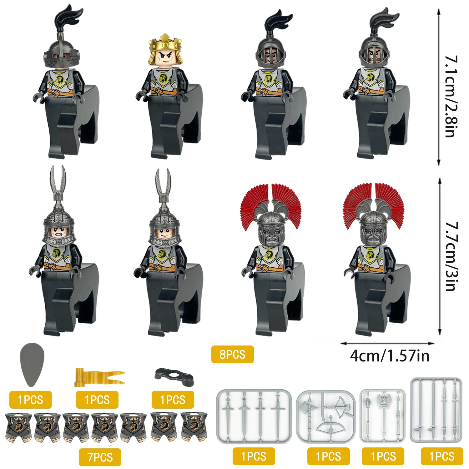 (Army A) Cavalry Military Mini Figures Set Army Building Blocks for Scene Decoration Role Play Collection Series Strategy Game Toys for Kids