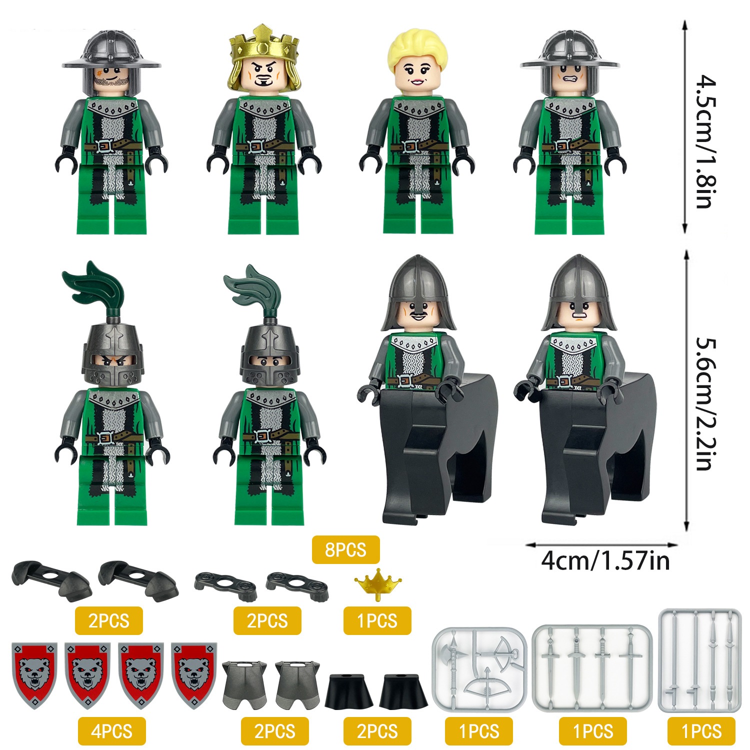 (Army A) Cavalry Military Mini Figures Set Army Building Blocks for Scene Decoration Role Play Collection Series Strategy Game Toys for Kids