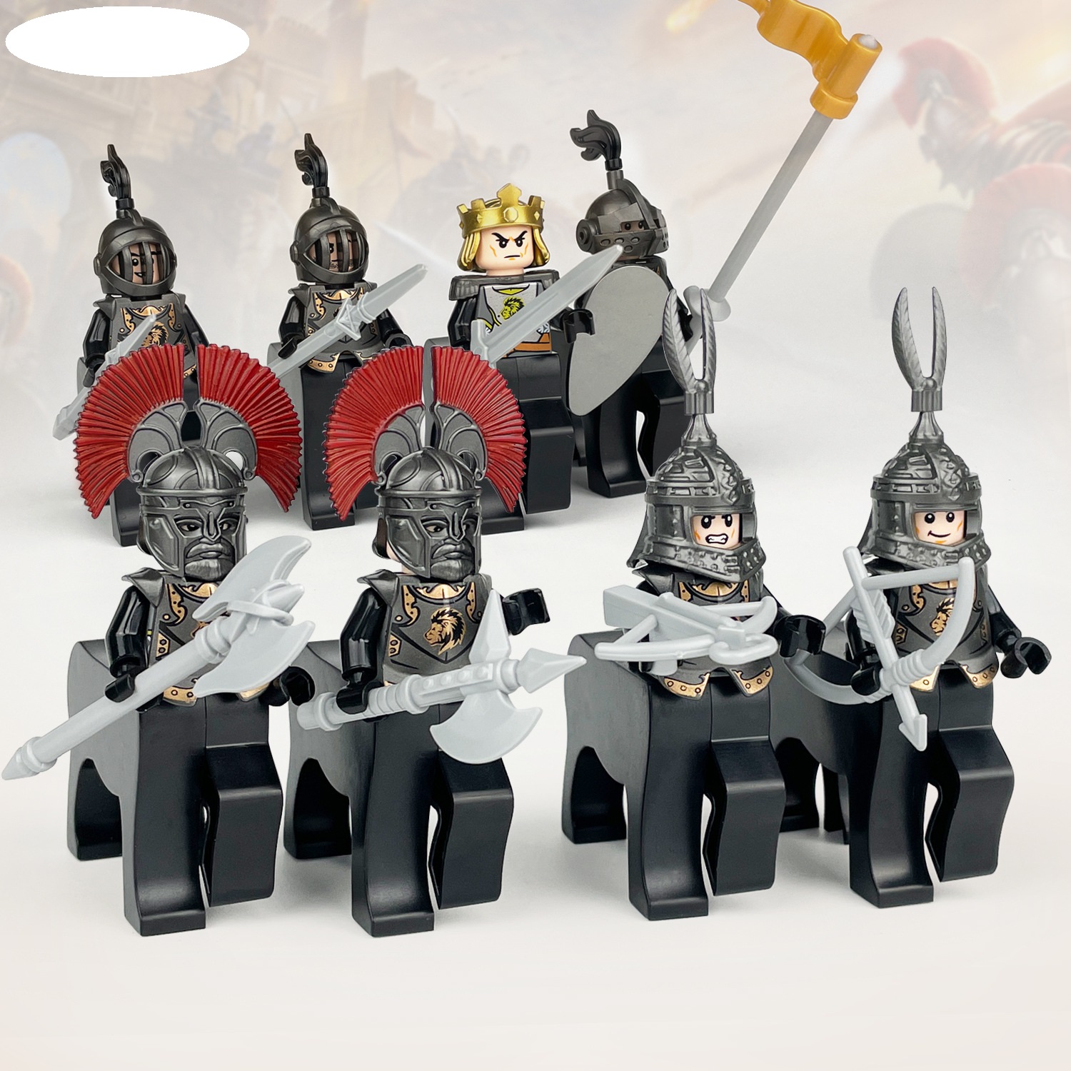 (Army A) Cavalry Military Mini Figures Set Army Building Blocks for Scene Decoration Role Play Collection Series Strategy Game Toys for Kids