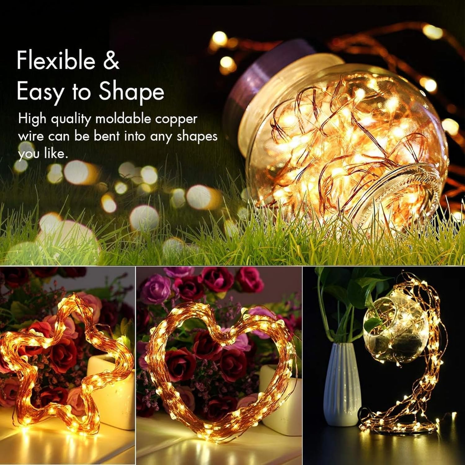 Solar String Lights Outdoor 2Pack Total 240 LED 80FT Solar Garden Lights Waterproof 8 Modes Indoor Outdoor Fairy Lights Copper Wire Lighting for Patio Yard 