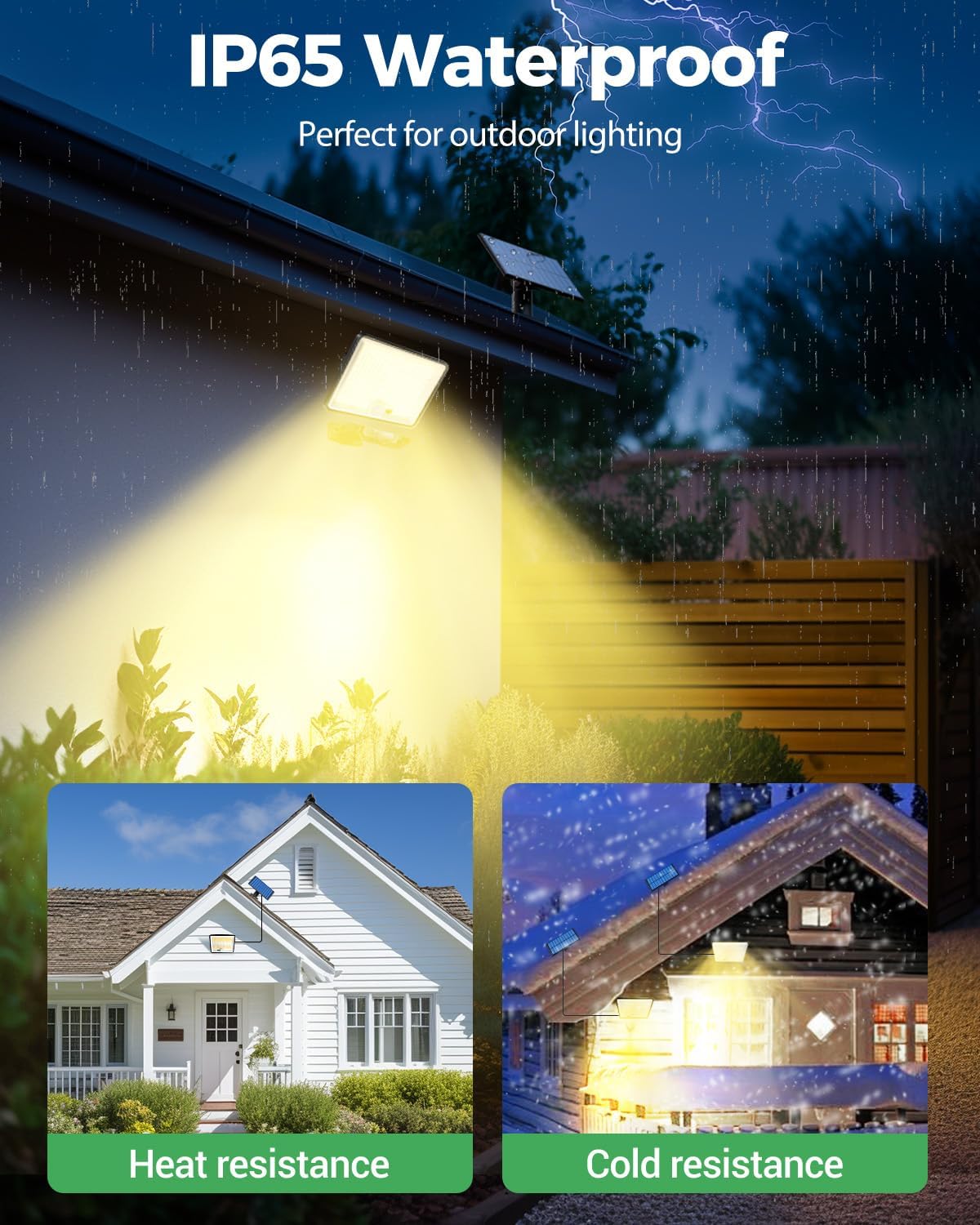 (Warm White) Solar Lights Outdoor 342LED Remote Solar Security Lights Outdoor Motion Sensor 3 Modes Garden Light Solar Powered Waterproof Pir Flood Lighting for Yard Shed 