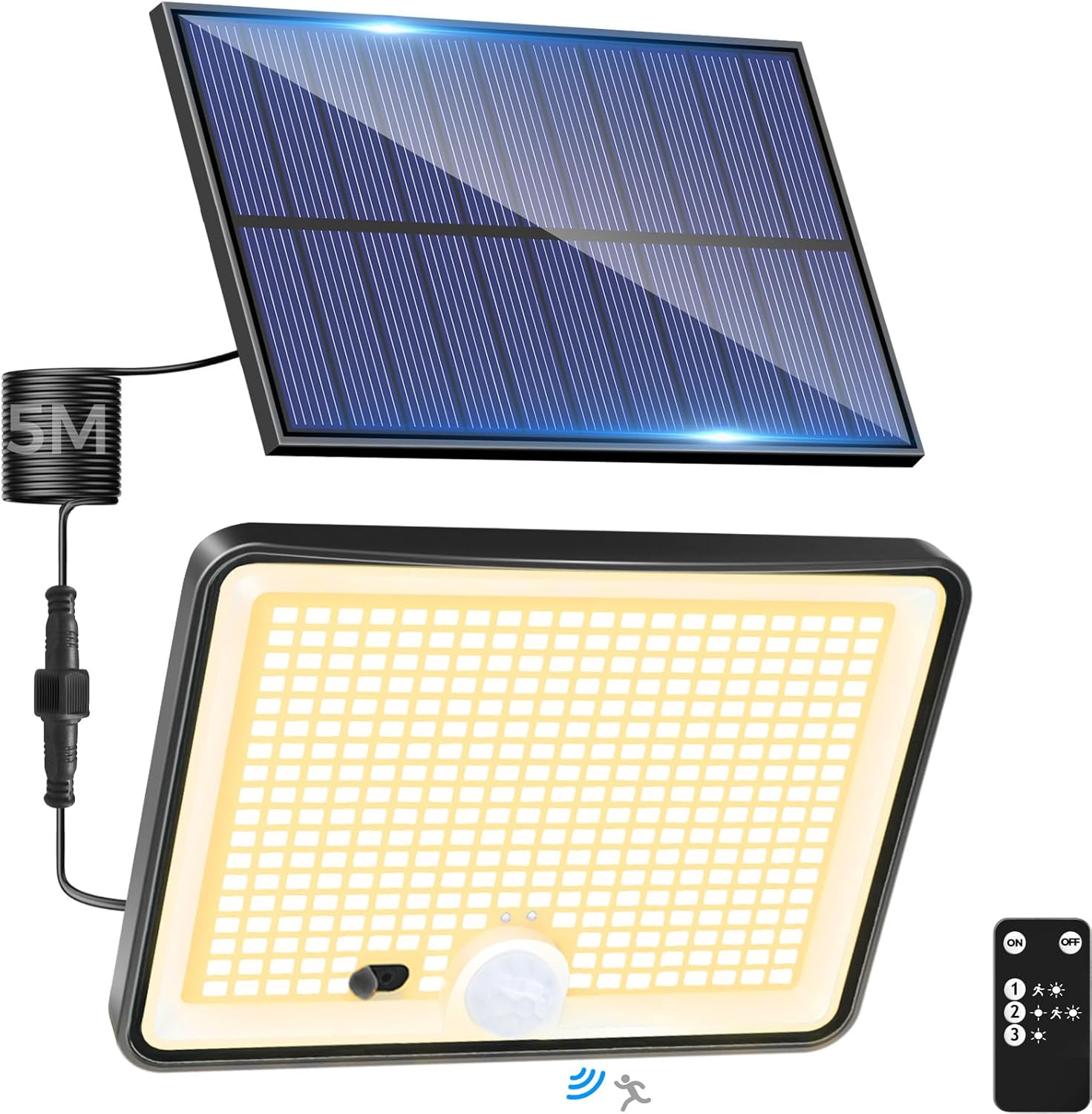 Solar Lights Outdoor 342LED Remote Solar Security Lights Outdoor Motion Sensor 3 Modes Garden Light Solar Powered Waterproof Pir Flood Lighting for Yard Shed 